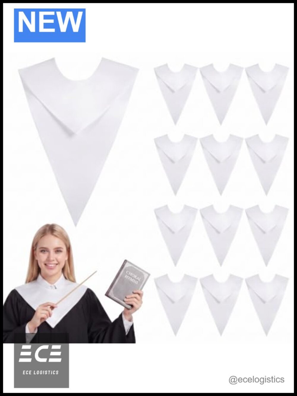 V Shape Choir Stole Reversible Polyester Satin Graduation Ceremony Church